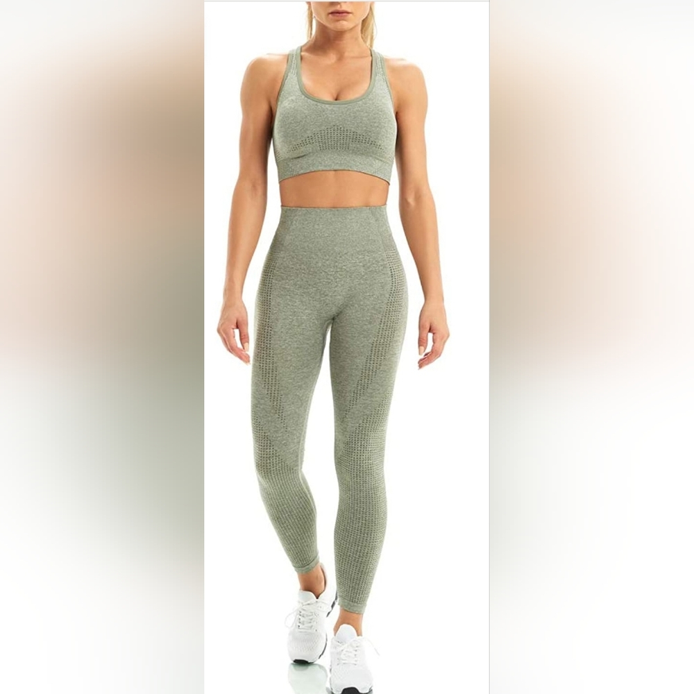 Piece Workout Outfits Sports Bra Seamless Leggings Yoga Gym Activewear Set